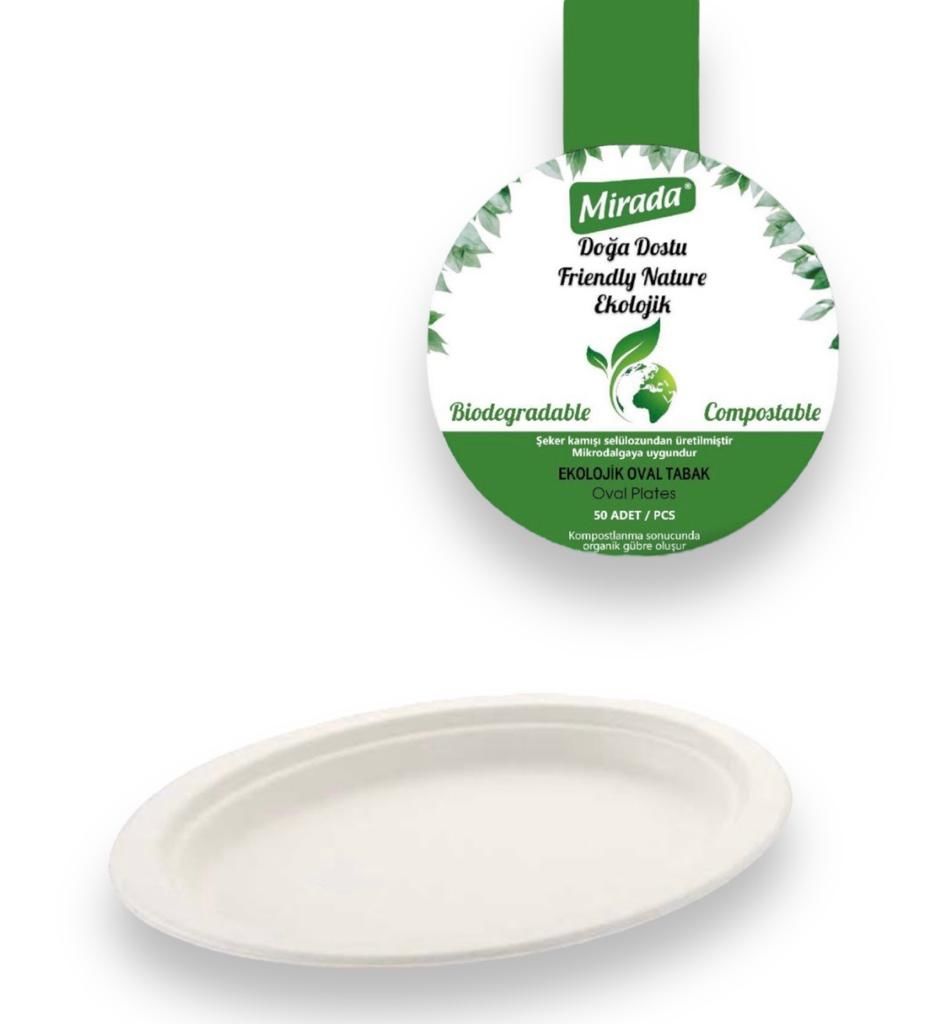 KARTON EKOLOJİK TABAK  OVAL 50 ADET/1 PAKET