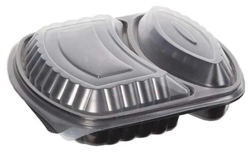 MİKRODALGA YEMEK KABI İKİ BÖLMELİ KAP+KAPAK 200 ADET DİPACK