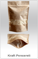 Kilitli Doypack Kraft Pencereli 13x22,5x3,5 Cm (250 ADET)