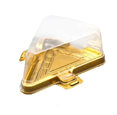 PLASTİK ÜÇGEN PASTA KUTUSU GOLD 200 ADET